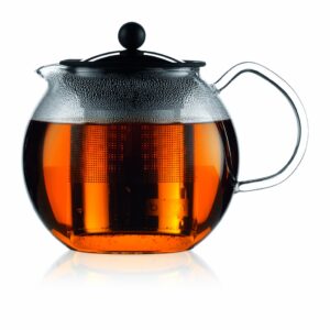 bodum assam teapot, glass teapot with stainless steel filter, 34 ounce