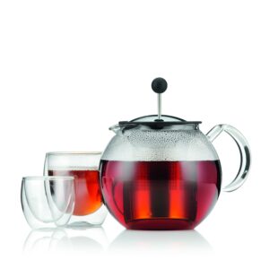 Bodum ASSAM Teapot, Glass Teapot with Stainless Steel Filter, 34 Ounce