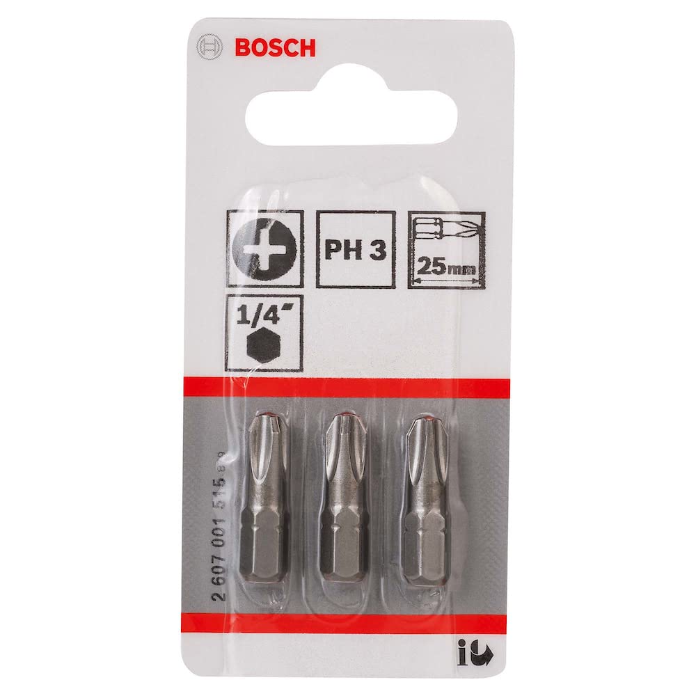 Bosch 2607001515 Screwdriver Bit PH3 XH 25mm 3 Pcs