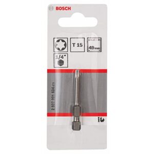 Bosch 2607001634 Extra Hard Screwdriver Bit, T15, 49mm Length, Blue