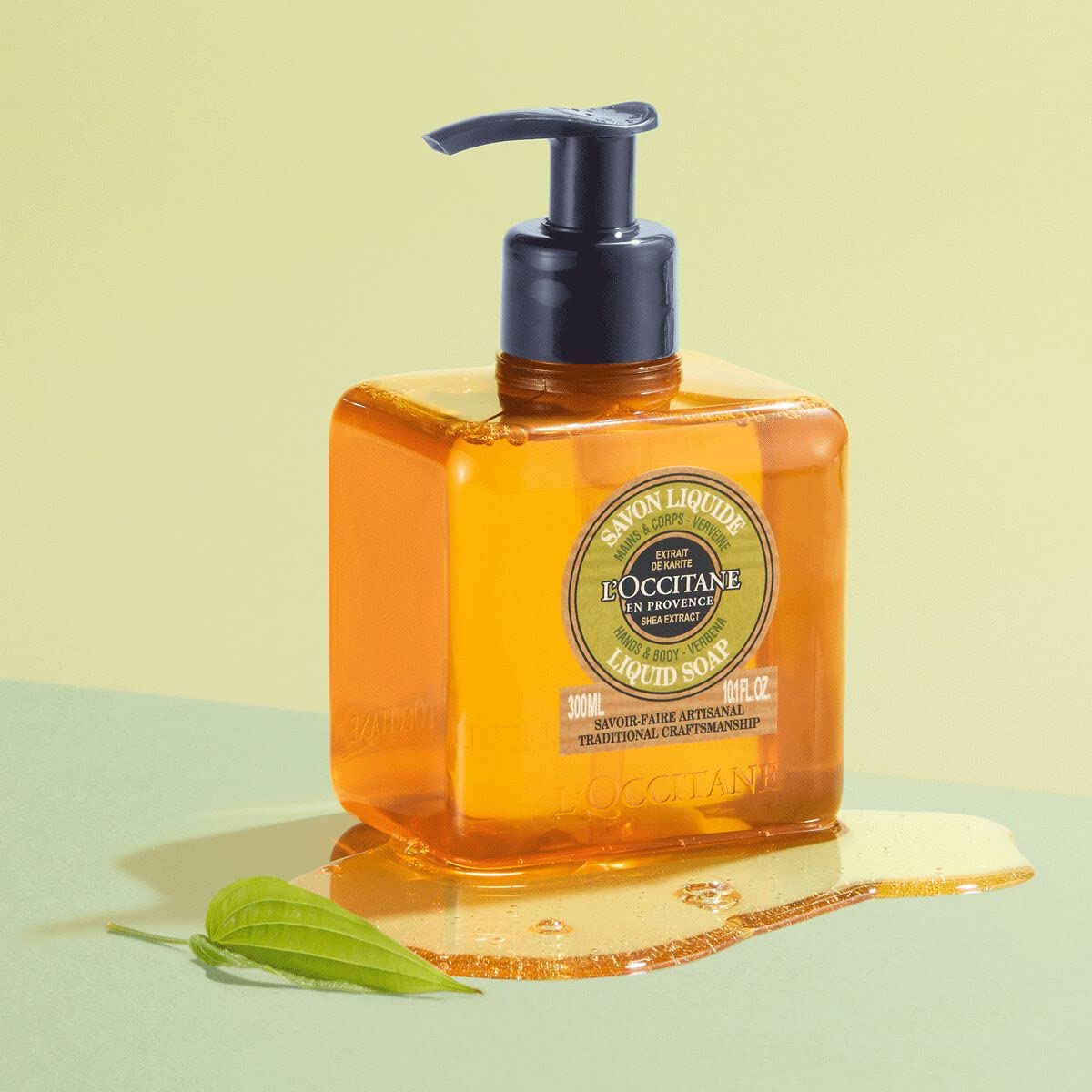 Shea Hands & Body Verbena Liquid Soap 10.1 Oz: Cleanse, Refreshing Lemony Scent, Infused With Shea Extract to Soften, Artisinal Soap