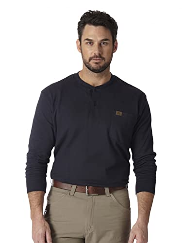 Wrangler RIGGS Workwear Men’s Long Sleeve Henley, Navy, XX-Large