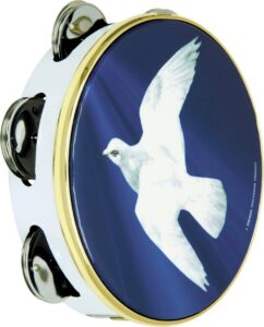 remo tambourine, 6" diameter, 6 pairs jingles x 1 row, religious dove' graphic