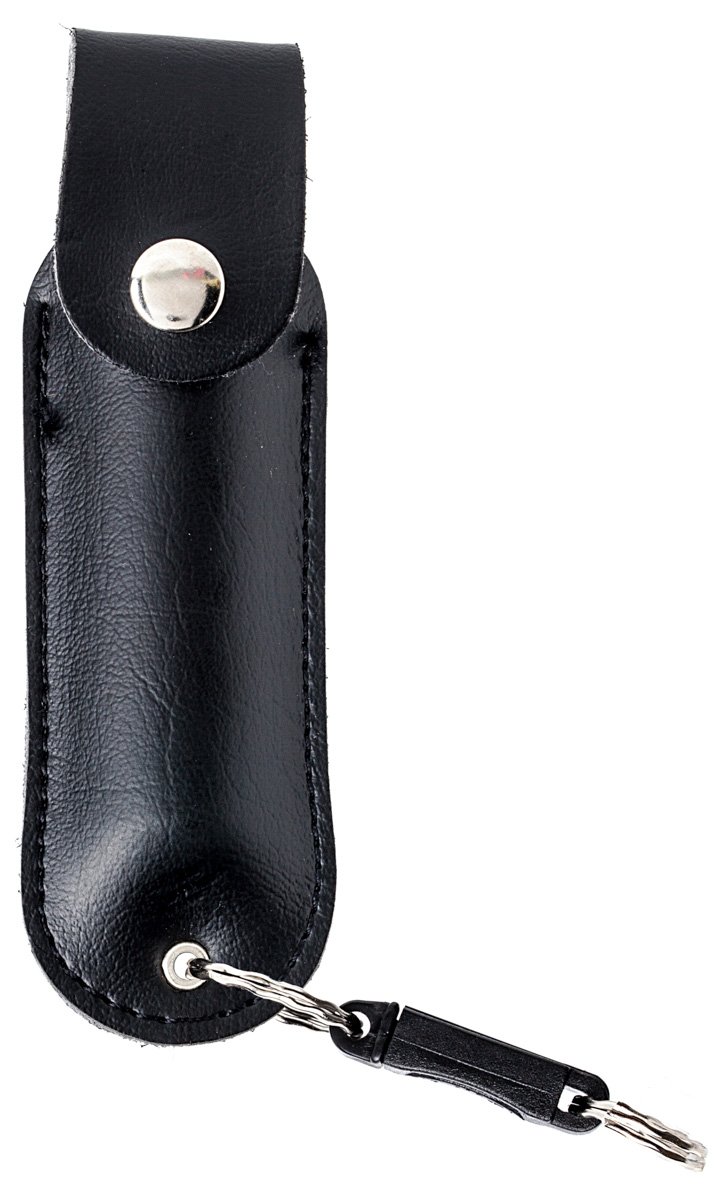 Smith & Wesson Pepper Shield Quick Release Large Pepper Spray Keychain with Leather Holster.75-Ounce, Black Finish