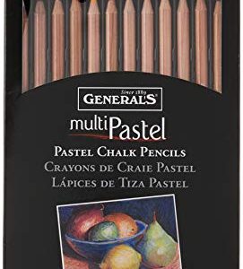 General Pencil 4400-12A General's Pastel Chalk Pencils, 12 Colors, Multicolor, 7 x 1/4 x 1/4 in