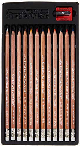 General Pencil 4400-12A General's Pastel Chalk Pencils, 12 Colors, Multicolor, 7 x 1/4 x 1/4 in