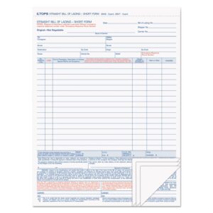 tops bill of lading 16-line, four part carbonless sheet, 50 sets/50-pack - 3847