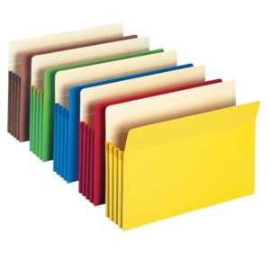 smead file pocket, straight-cut tab, 3-1/2" expansion, letter size, assorted colors, 5 per pack (73892)