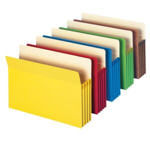 Smead File Pocket, Straight-Cut Tab, 3-1/2" Expansion, Letter Size, Assorted Colors, 5 per Pack (73892)