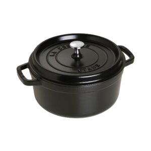 staub cast iron dutch oven 4-qt round cocotte, made in france, serves 3-4, matte black