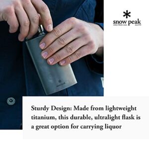 Snow Peak Titanium Flask Large T-013, Titanium, Ultralight for Camping, Backpacking Everyday Use, Flavor Resistant, Made in Japan, Lifetime Product Guarantee