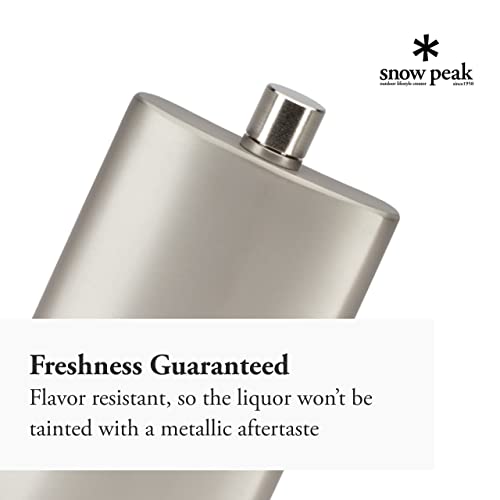 Snow Peak Titanium Flask Large T-013, Titanium, Ultralight for Camping, Backpacking Everyday Use, Flavor Resistant, Made in Japan, Lifetime Product Guarantee