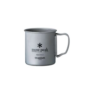 snow peak lightweight single wall titanium backpacking, camping mug (600)