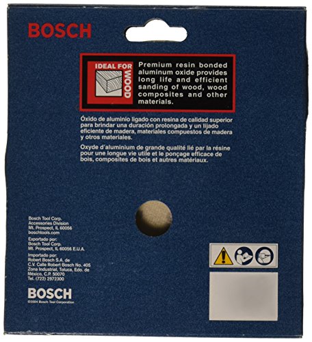 BOSCH SR6R180 5-Piece 180 Grit 6 In. 6 Hole Hook-And-Loop Sanding Discs , Red