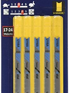 BOSCH U118A 5-Piece 3-1/8 In. 17-24P TPI Basic for Metal U-shank Jig Saw Blades , Blue