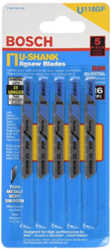 BOSCH U118GF 5-Piece 2-3/4 In. 36 TPI Flexible for Metal U-shank Jig Saw Blades