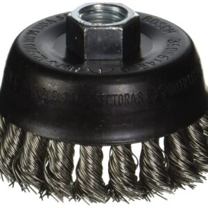 BOSCH WB504 3-Inch Cup Brush, Knotted, Stainless Steel, 5/8-Inch x 11 Thread Arbor