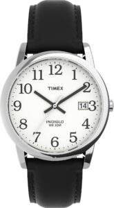 timex t2h281 easy reader 35mm black leather strap watch