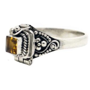 sterling silver yellow citrine poison box ring size 5(sizes 4,5,6,7,8,9,10,11)