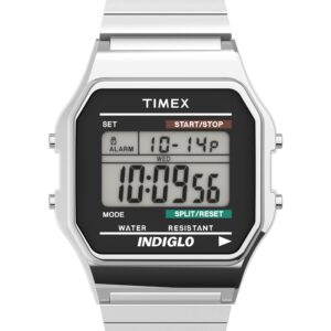 Timex Men's T78587 Classic Digital Silver-Tone Stainless Steel Expansion Band Watch