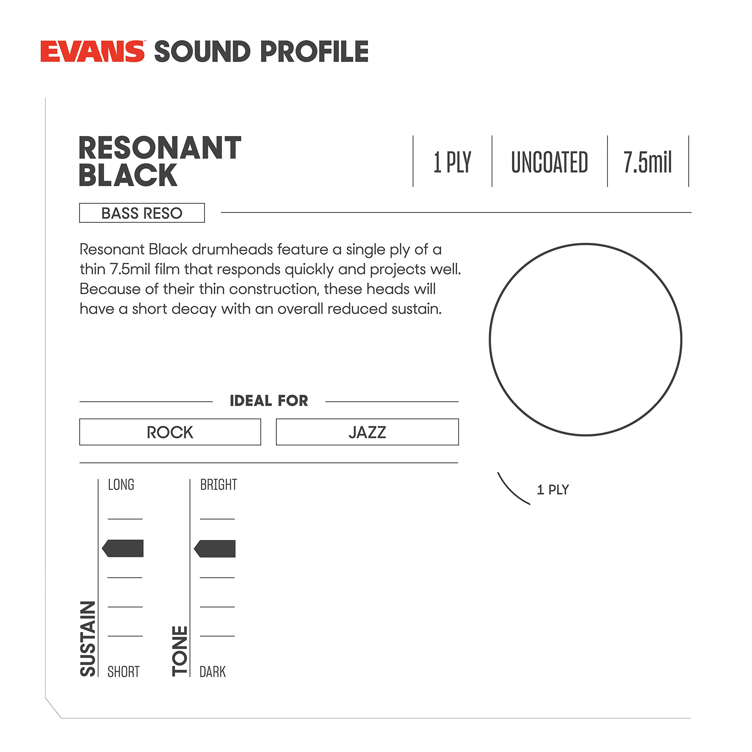 Evans REMAD Resonant Bass Drum Head, 20 Inch