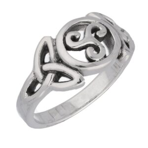 Triple Spiral Celtic Knot Triskele Trinity Sterling Silver Ring Size 9(Sizes 4,5,6,7,8,9,10,11,12,13)