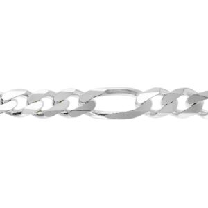 Sterling Silver 9mm Figaro Link Chain Necklace Heavy weight Beveled Edges Nickel Free Italy 20 inch