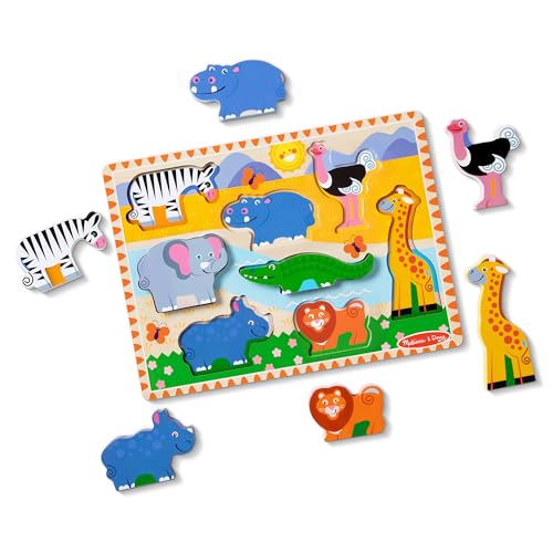 Melissa & Doug Safari Wooden Chunky Puzzle - 8 Pieces - FSC Certified