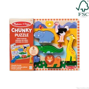 Melissa & Doug Safari Wooden Chunky Puzzle - 8 Pieces - FSC Certified