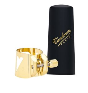 vandoren lc07p optimum ligature and plastic cap for alto saxophone gilded with 3 interchangeable pressure plates, black