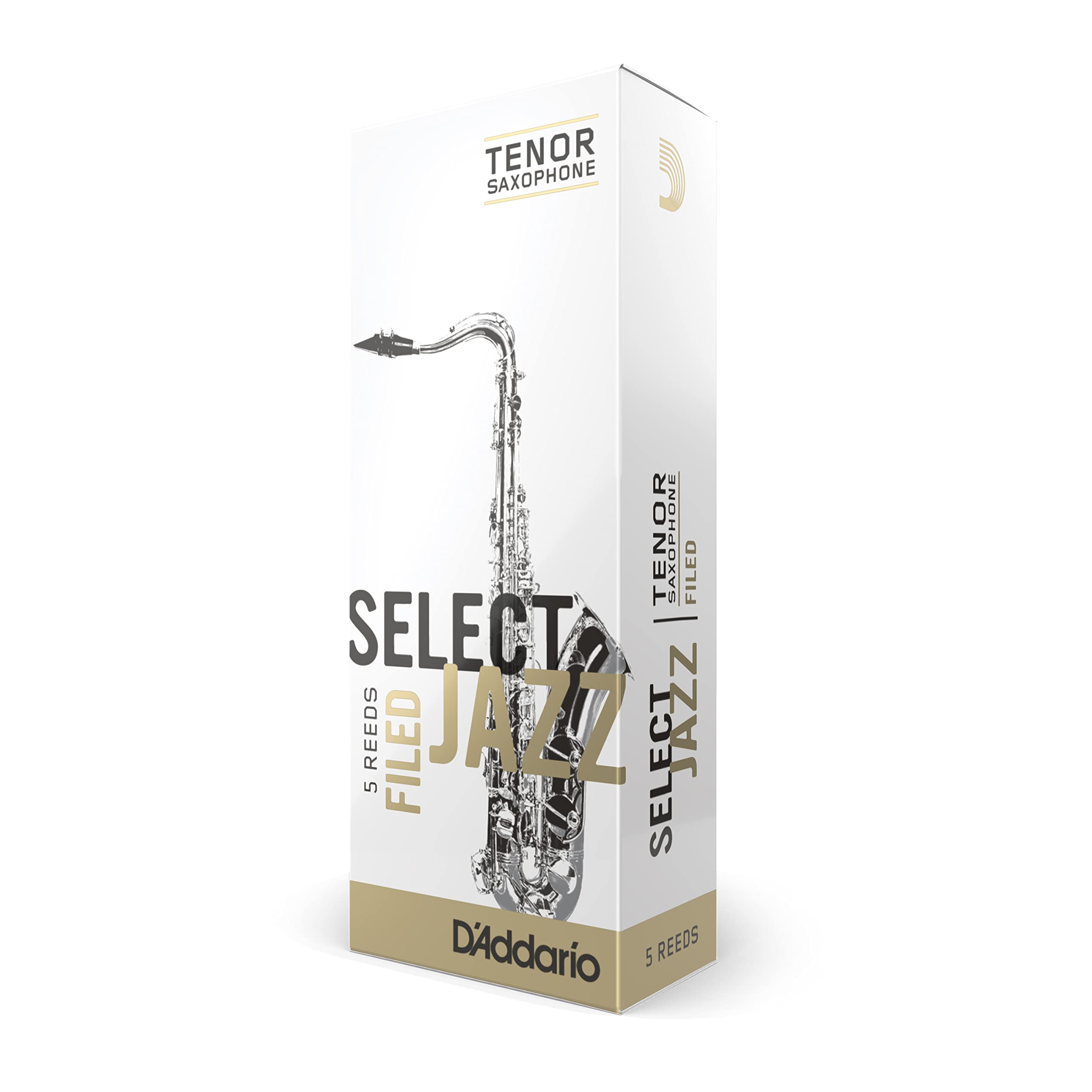 D’Addario Woodwinds RSF05TSX2M Select Jazz Tenor Sax Reeds, Filed, Strength 2 Strength Medium, 5-pack