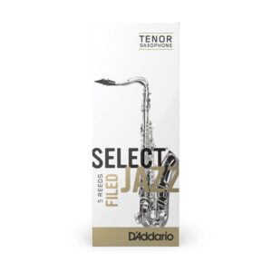 D’Addario Woodwinds RSF05TSX2M Select Jazz Tenor Sax Reeds, Filed, Strength 2 Strength Medium, 5-pack