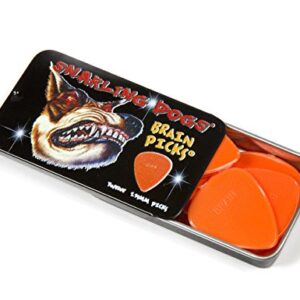 Snarling Dogs Brain TNSDB351 1.14 Guitar Picks, 12-Piece, Collectible Tin, Orange Nylon, 0 1.14mm