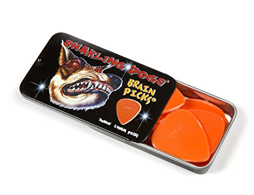 Snarling Dogs Brain TNSDB351 1.14 Guitar Picks, 12-Piece, Collectible Tin, Orange Nylon, 0 1.14mm