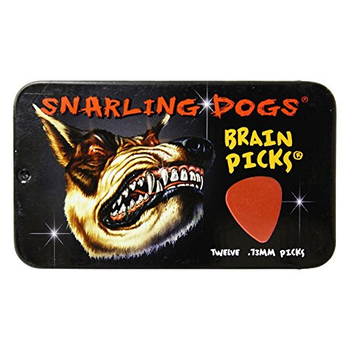 Snarling Dogs Brain TNSDB351, 0.73 Guitar Picks, 12-Piece, Collectible Tin, Red Nylon, 0, 0.73mm