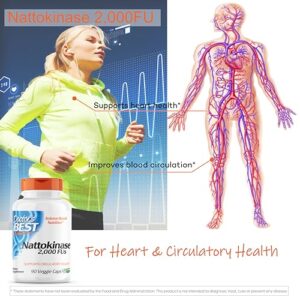 Doctor's Best Nattokinase - 2, 000 FU of Enzyme, Supports Heart Health & Circulatory & Normal Blood Flow, Non-GMO, Gluten Free, Vegan, 90 VC (DRB-00125)