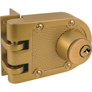 Prime-Line U 9972 Jimmy-Resistant Deadlock, Diecast, Brass Color, Angle Strike, Double Cylinder (Single Pack)