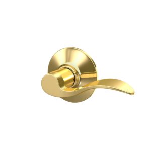 Schlage F10 V ACC 605 Accent Door Lever, Hall & Closet Passage Lock, Bright Brass