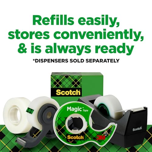 Scotch Magic Tape, Invisible, Home Office Supplies and Back to School Supplies for College and Classrooms, 16 Rolls