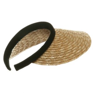 MG Ladies Sewn Braid Wheat Straw Clip-On Visor (Natural)