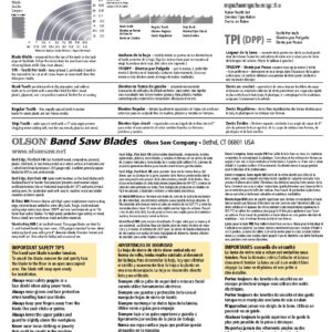 OLSON Band Saw Blade WB55756DB 56.12 inch long, 0.25 inch wide, 0.014 inch thick with a TPI of 14
