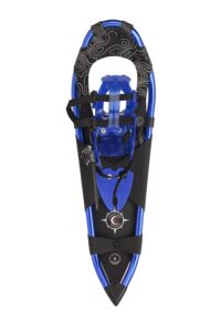 crescent moon all terrian unisex snowshoe - sawtooth 27 (blue): unisex all terrain snowshoe with award winning single loop pull binding, stainless steel crampons and heel lifts