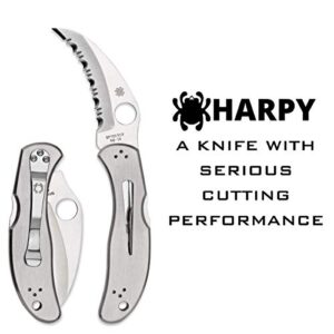 Spyderco Harpy Folding Utility Knife with 2.75" Hawkbill VG-10 Steel Blade and Durable Stainless Steel Handle - SpyderEdge - C08S