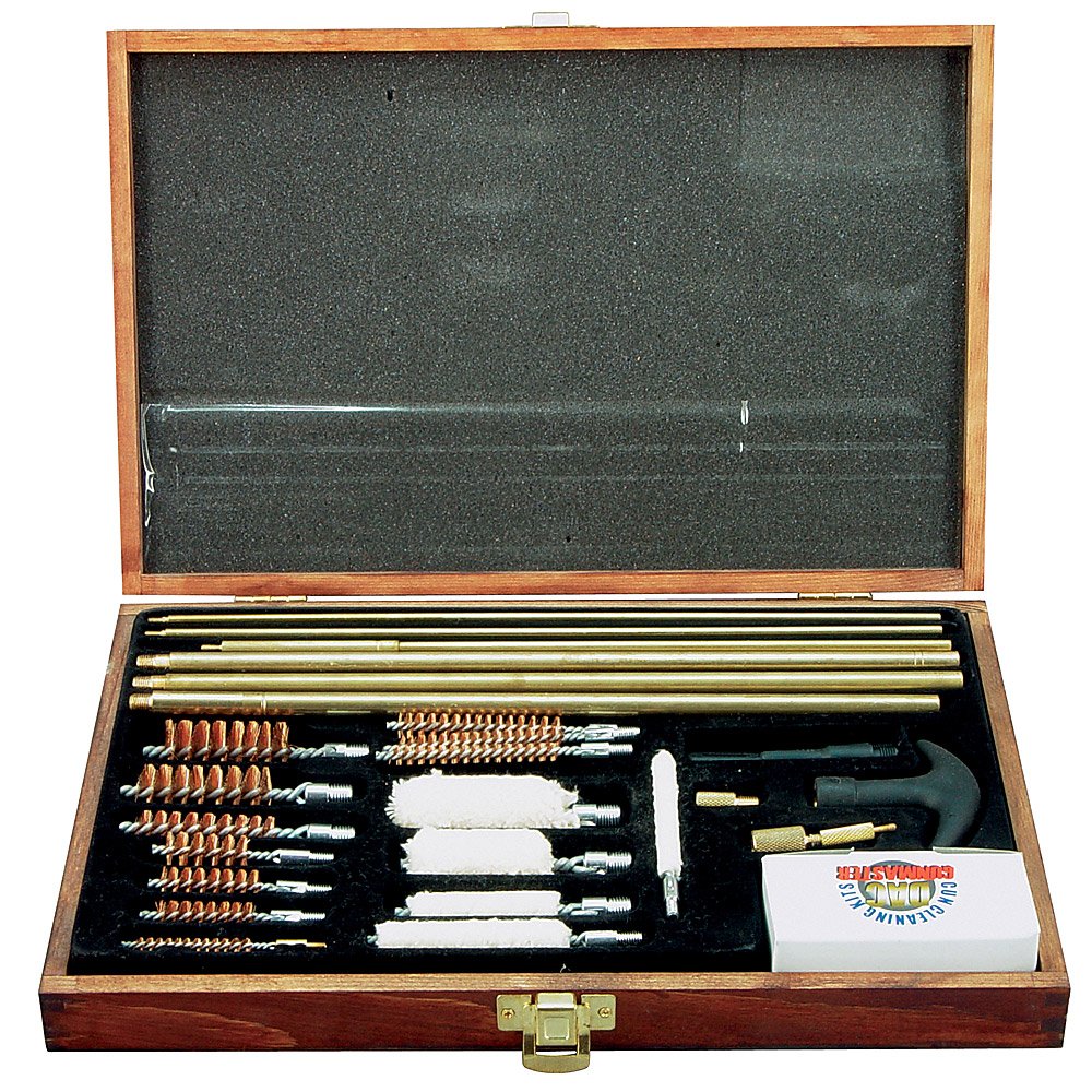 Gunmaster 35pc Deluxe Universal Gun Cleaning Kit in Wood Case