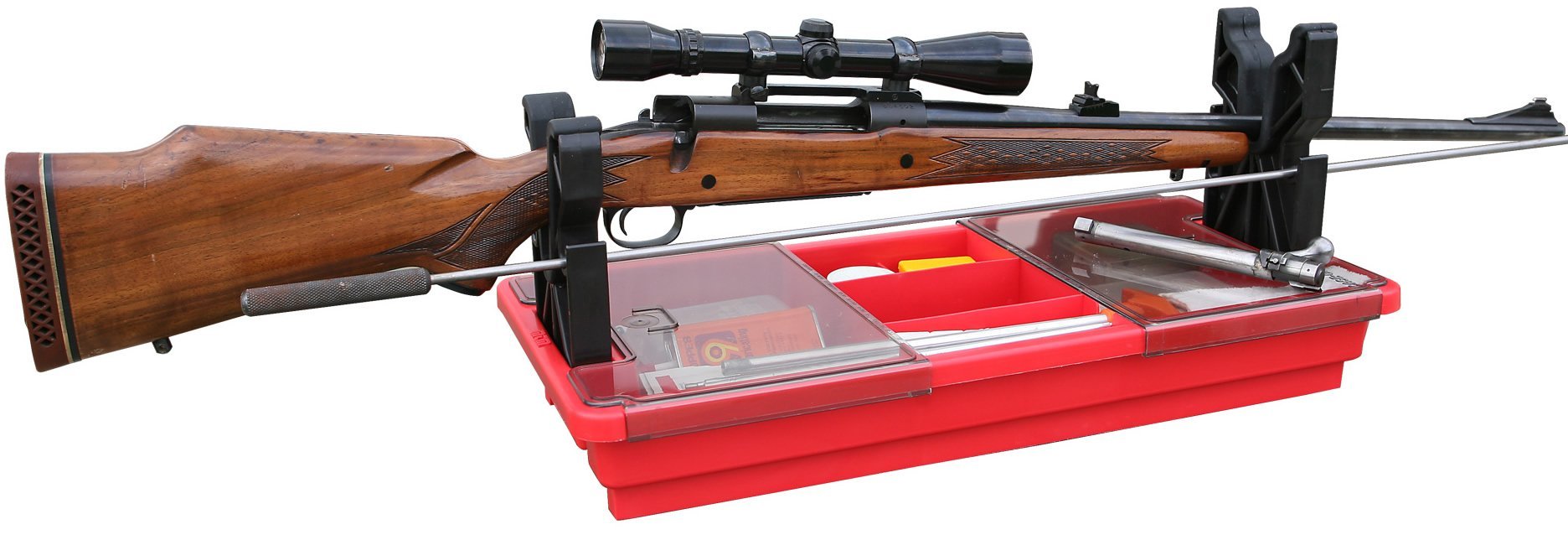 MTM Portable Rifle/Shotgun Maintenance & Gun Cleaning Center,Red