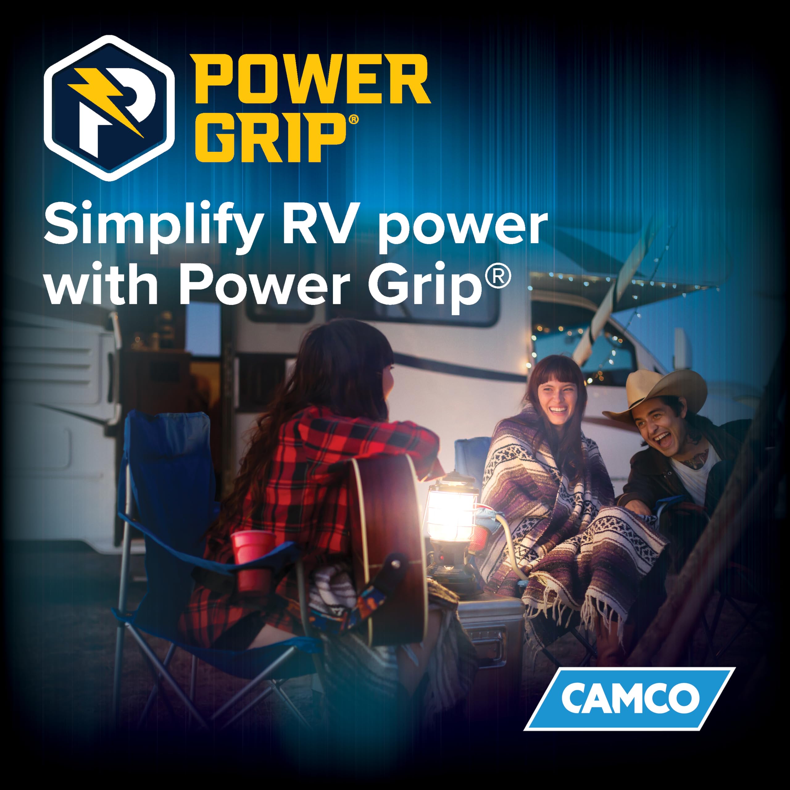 Camco Power Grip 25-Ft 30 Amp RV Extension Cord - Rated for 125V / 3,750W - Features Heavy Duty 10-Gauge Copper Wire for Superior Conductivity & Coated w/Heat-Resilient PVC (55191)