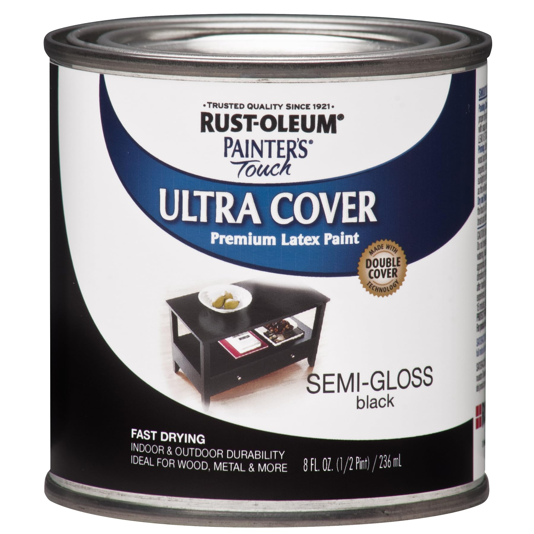 Rust-Oleum 1974730 Painter's Touch Enamel Latex Paint, Half Pint, Semi-Gloss Black 8 Fl Oz (Pack of 1)