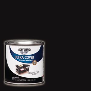 Rust-Oleum 1974730 Painter's Touch Enamel Latex Paint, Half Pint, Semi-Gloss Black 8 Fl Oz (Pack of 1)