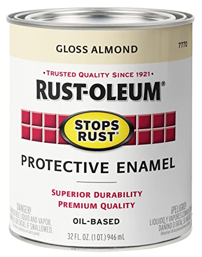 Rust-Oleum 7770502 Stops Rust Brush On Paint, Quart, Gloss Almond, 1 Quarts (Pack of 1)