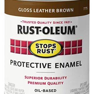 Rust-Oleum Stops Rust Gloss Brush On PaintRust-Oleum 7775502 Stops Rust Brush On Paint, Quart, Gloss Leather Brown, 1 Quarts (Pack of 1)